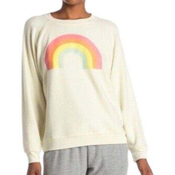 Wildfox After the Rain Rainbow Sommers Pullover Sweatshirt Large Cream M… - Picture 1 of 12